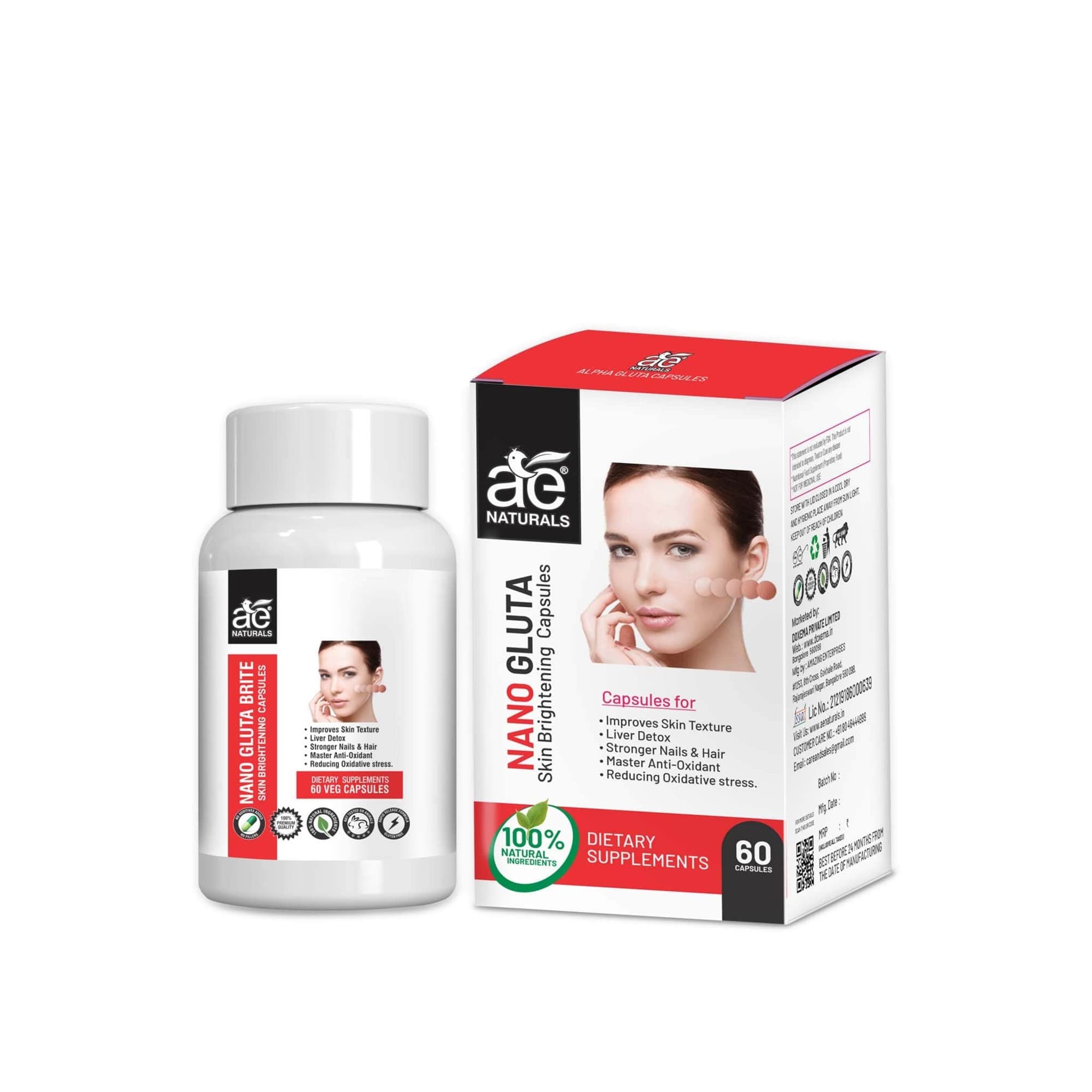 Nano Gluta Skin brightening Capsules 60 Caps thumbnail 2