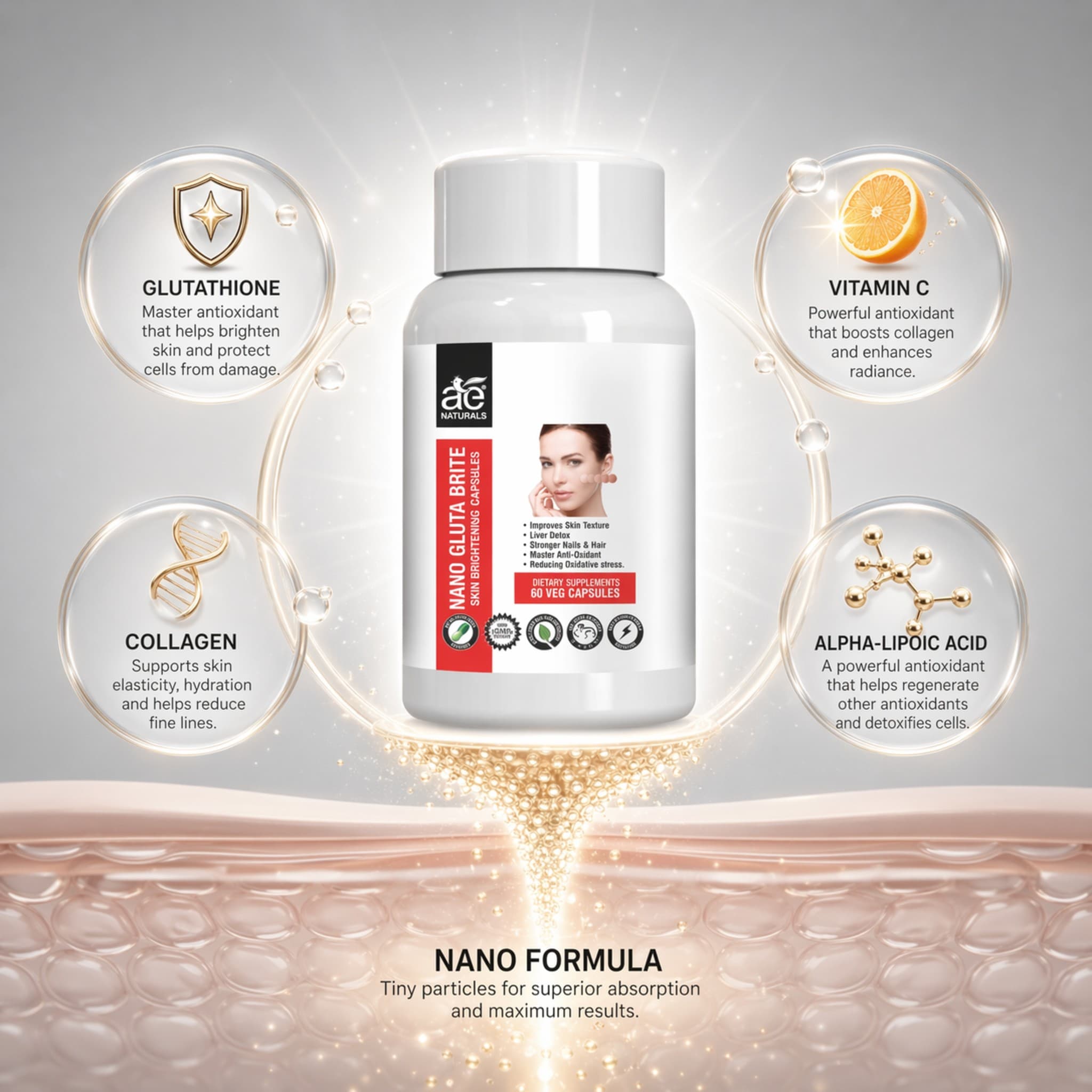 Nano Gluta Skin brightening Capsules 60 Caps thumbnail 4