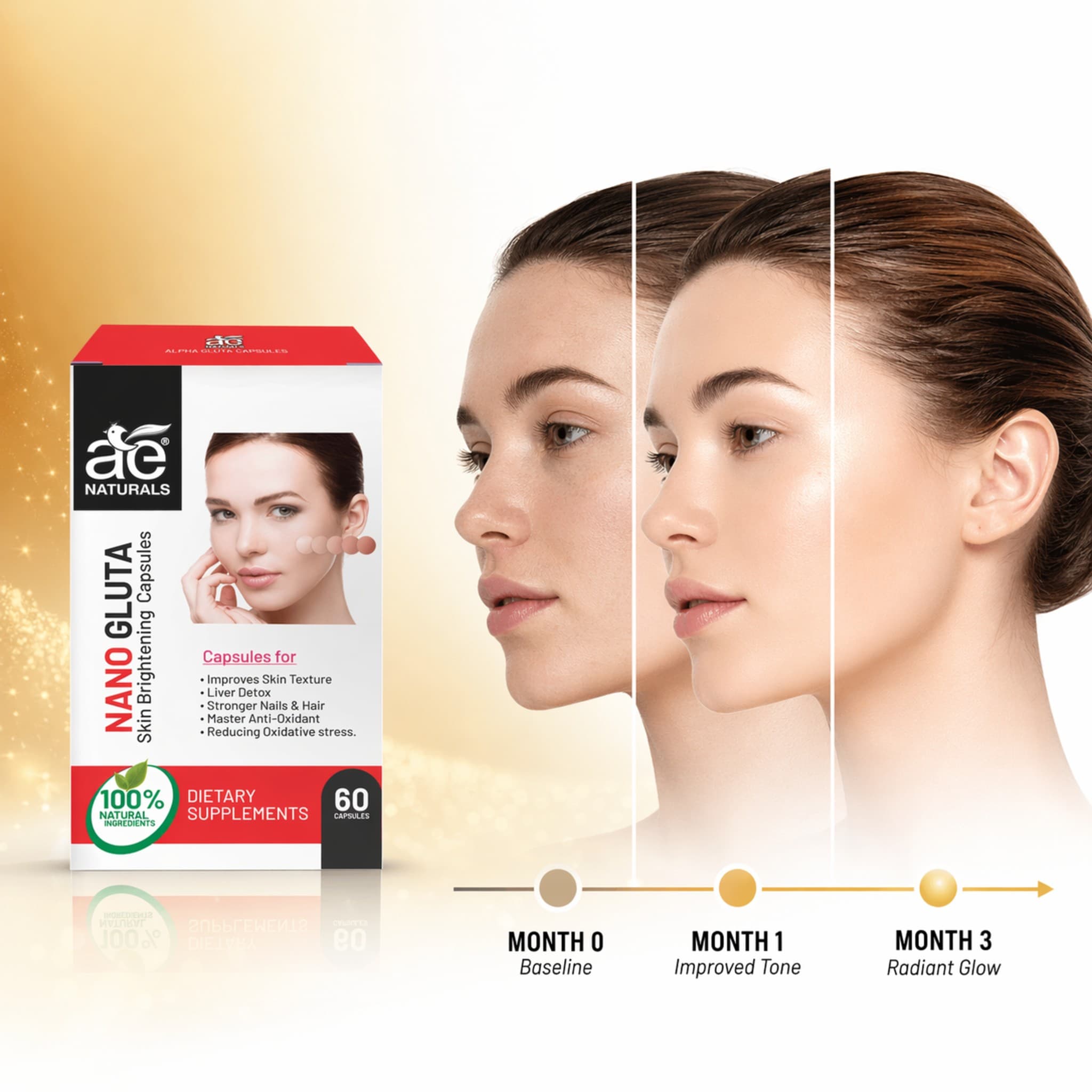 Nano Gluta Skin brightening Capsules 60 Caps thumbnail 6