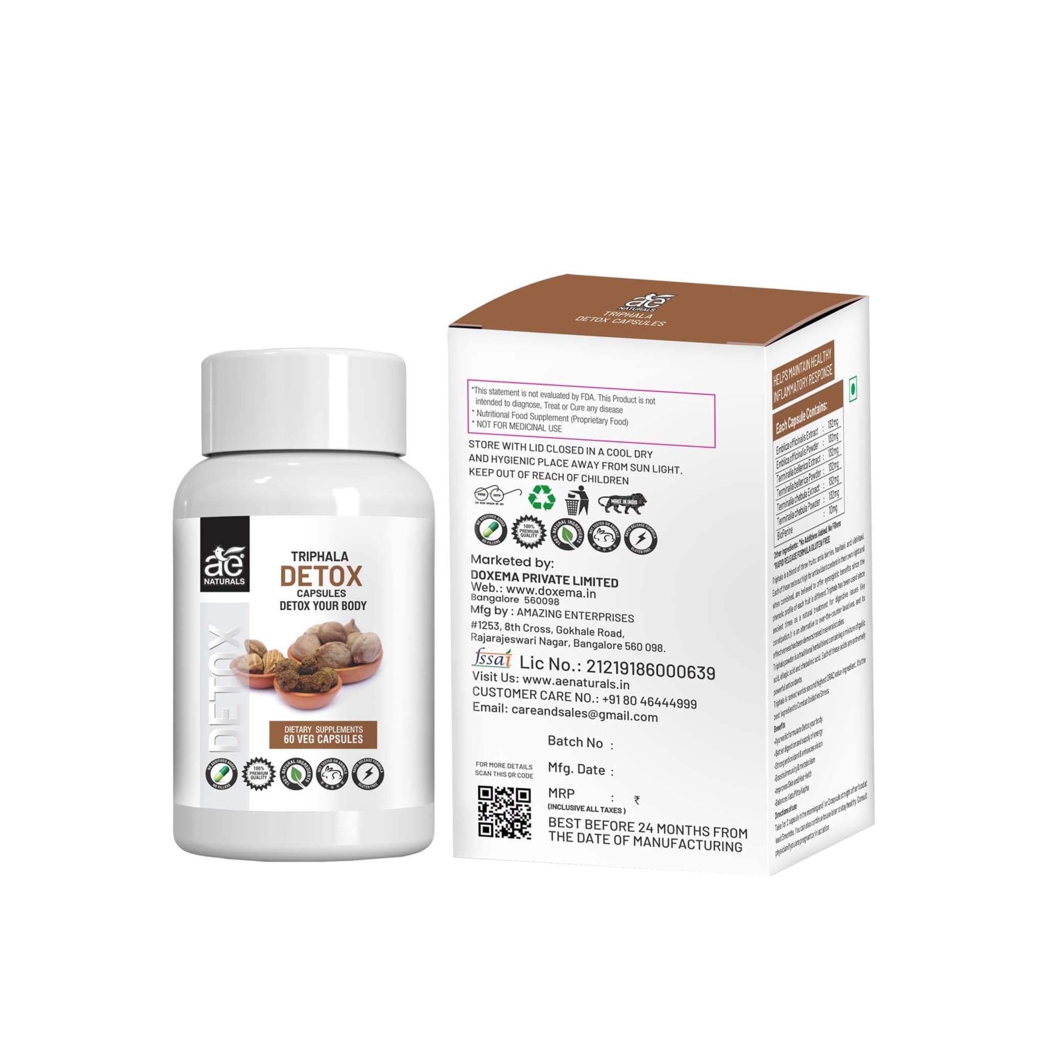 Triphala Body Cleanser and Detoxifier Capsules 60 Caps thumbnail 3