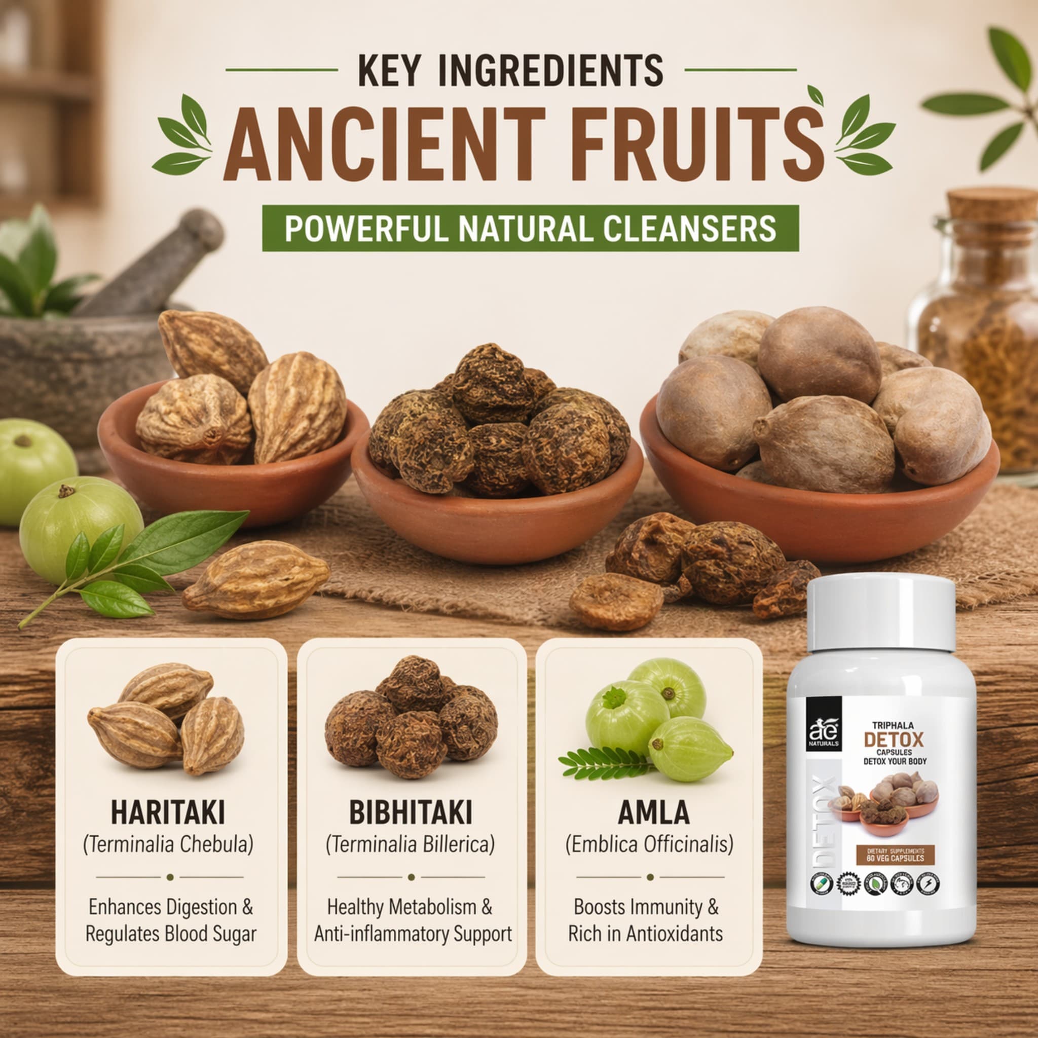 Triphala Body Cleanser and Detoxifier Capsules 60 Caps thumbnail 5