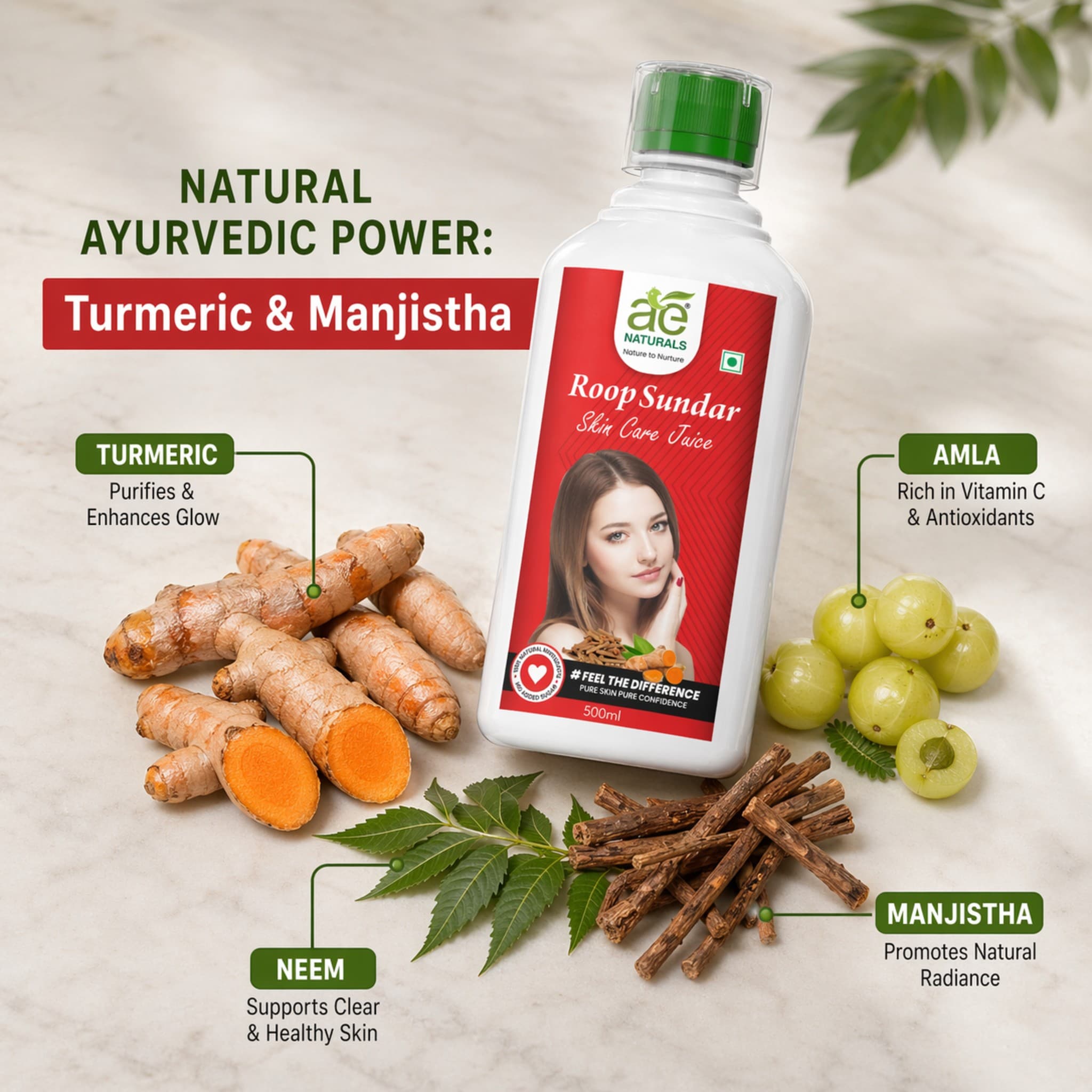 AE Naturals Roop Sundar Skin Care Herbal Juice 500ml thumbnail 5