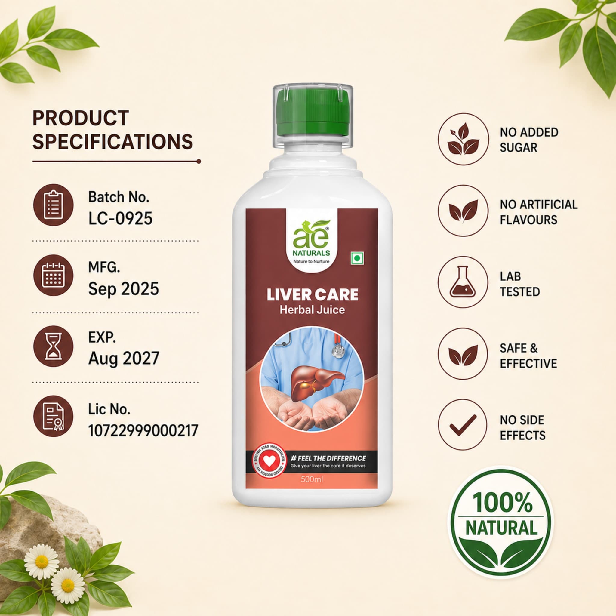 AE Naturals Liver Care Herbal Juice 500ml thumbnail 5