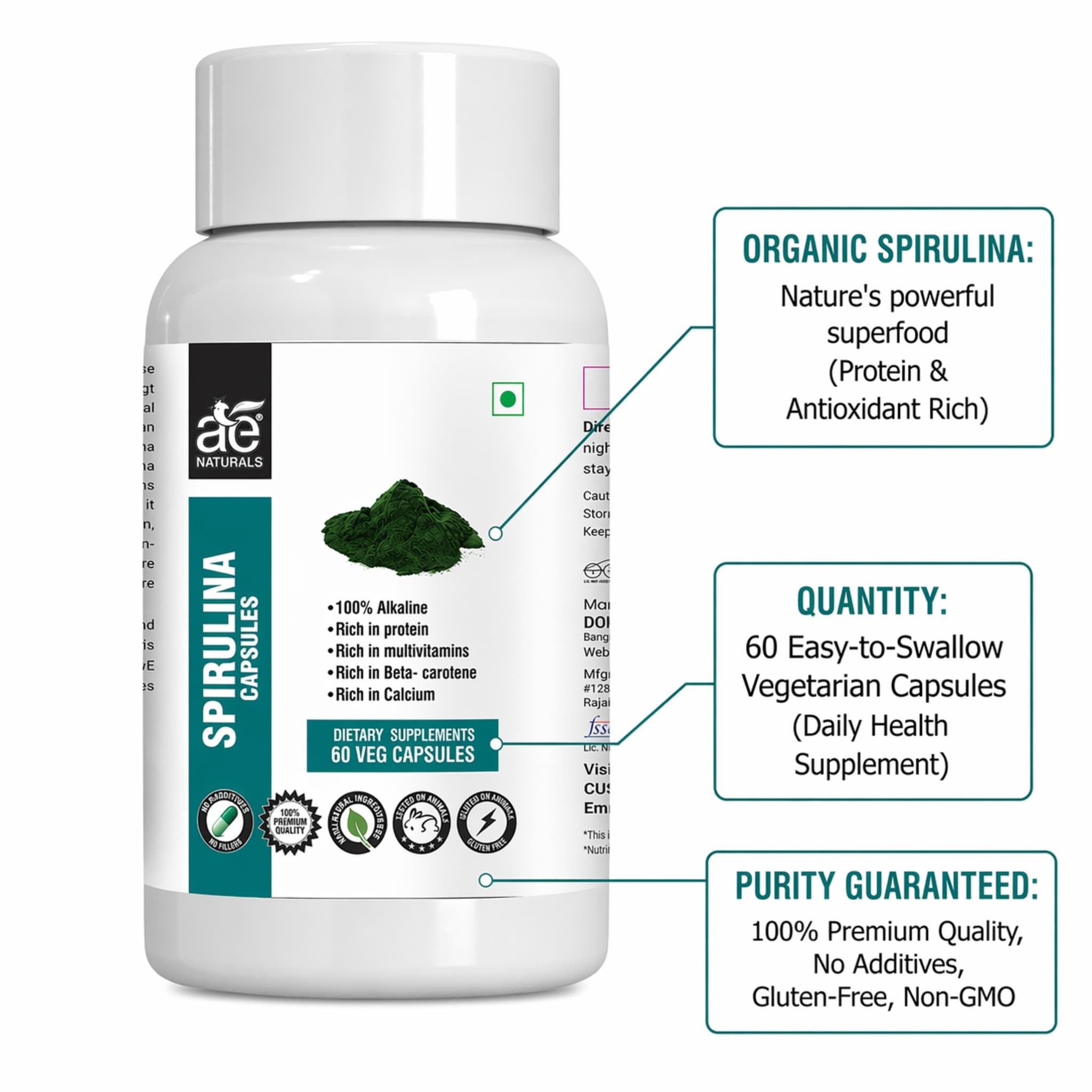 Spirulina Capsules 60 Caps thumbnail 2