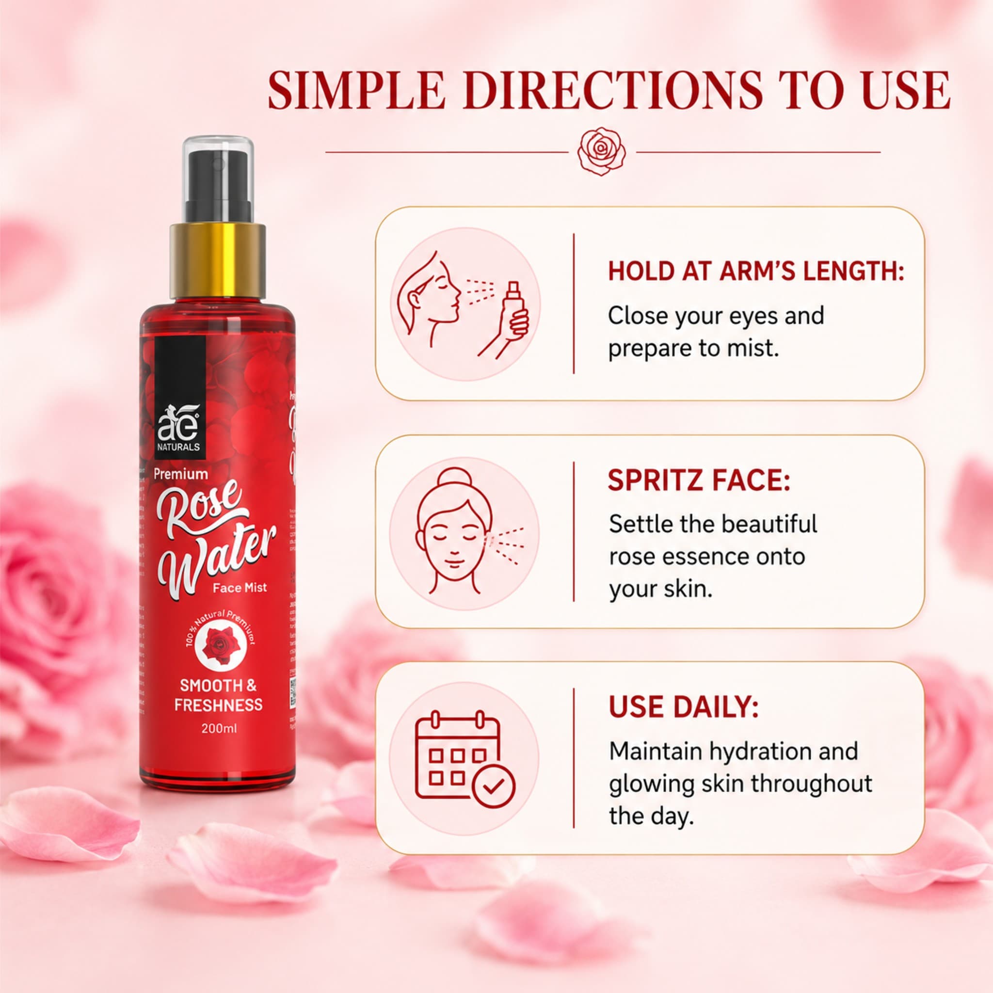 Premium Rose Water 200ml thumbnail 2